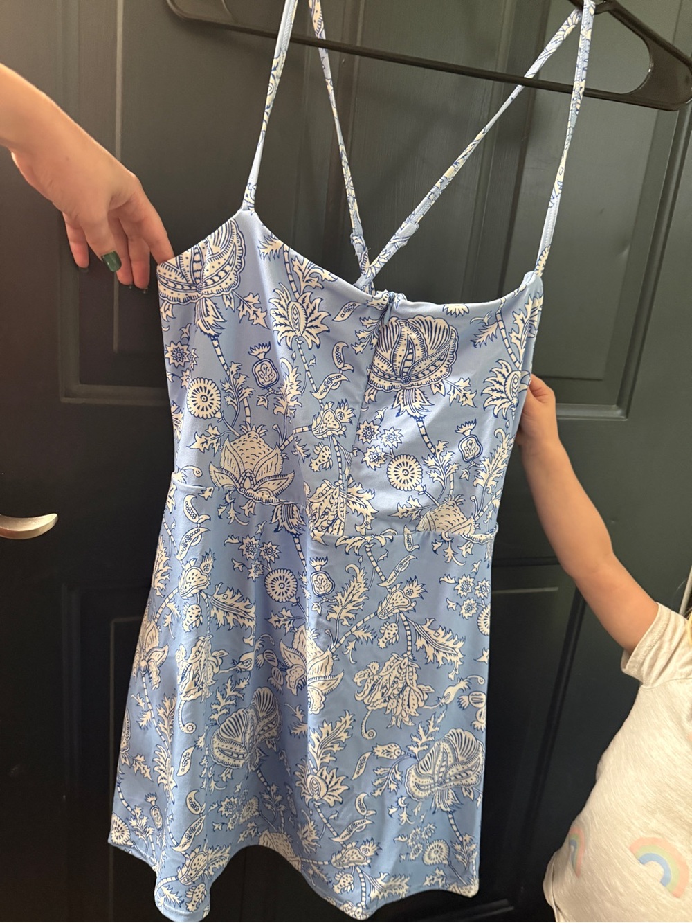 Roller Rabbit Light Blue Floral Slip Dress with Navy Accents